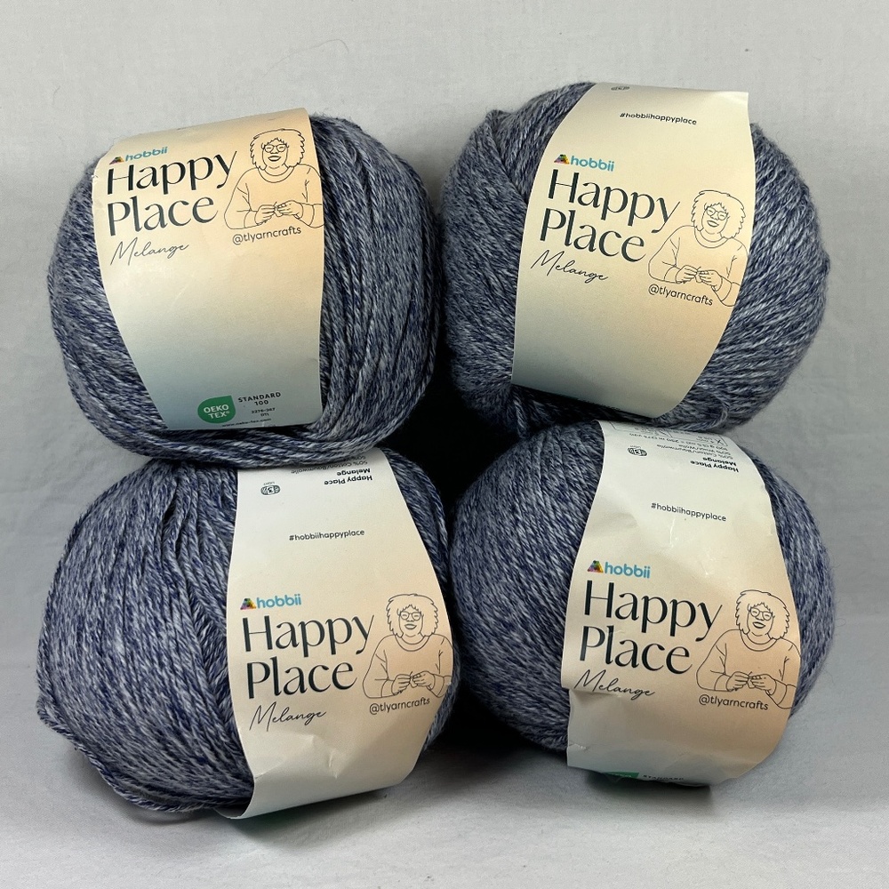HOBBII Happy Place Melange Yarn #20 Blueberry (4 Balls)